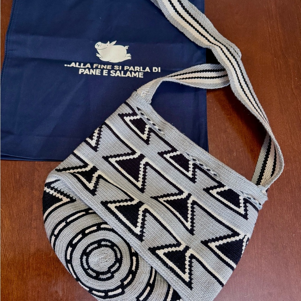 Geometric Black and Gray Women's Shoulder Bag